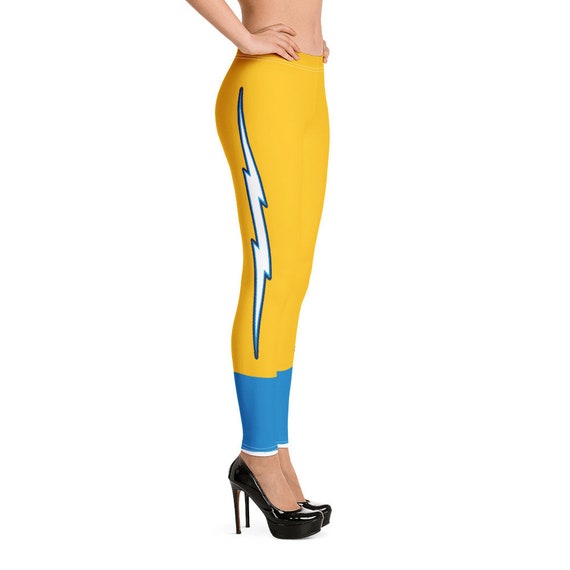 LA Football Uniform Leggings Team Colors Gold and Powder Blue With Lightning Bolt Ladies Football Style Sports Leggings Etsy