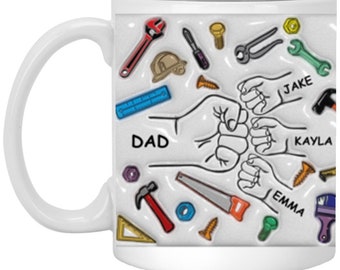 Personalized Dad Fist Bump Ceramic Mug, Carpenter Gift