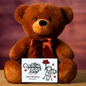 Soft Personalized Teddy Bear - Custom Message Card With Happy Valentines - Perfect Valentine&#39;s Gift