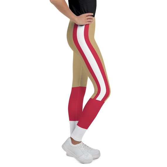 Youth San Francisco Football Uniform/team Colors With White Scarlet and  Gold Stripes/cute Football Style Sports Leggings 