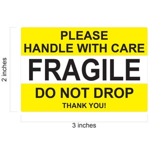 Stickers Fragile Do Not Drop 2" x 3" Kwetsbare stickers: voorzichtig behandelen Bedankt, snelle en gratis verzending USPS