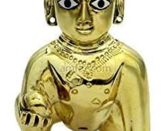Ladoo Gopal Krishna Statue Idol Pure Brass Hand Crafted