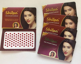Shilpa Bindi Sticker Kumkum RED Size 8 (3 mm diameter) Smallest Size