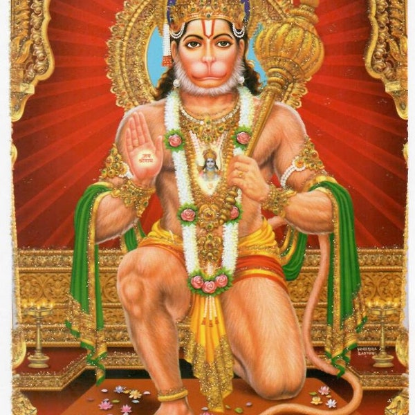 Poster religieux Lord Jai Hanuman Ashirwad pour temple du siège social