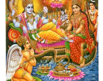 Sri Sri Vishnu Laxmi Lakshmi Poster Diwali Poojan Home Office Temple… (Vishnu Lakshmi)