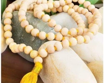 Tulsi Mala 7 mm Premium Beads, Tulasi Necklace 108 Prayer Mala, Krishna Japa mala, Basil Wood Bead Mala, India Prayer beads Hindu Mala