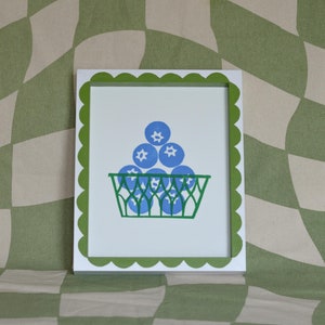 Blueberry Print | Lino Printed Art | Original Linocut Print | Hand Printed