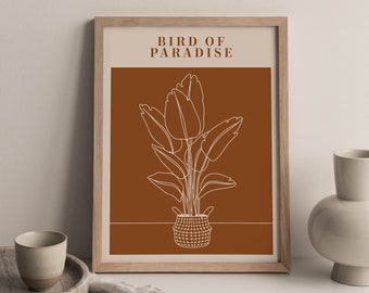 Bird of Paradise Print - Digital Download, Printable Art, Minimal Print, Modern Wall Art, Wall Art, Plant Drawing, Plant Illustration