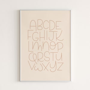 Neutral Alphabet Print - Digital Download, Alphabet Poster, ABC Wall Art, ABC Poster, Nursery Decor, Printable Nursery Art, Playroom Decor