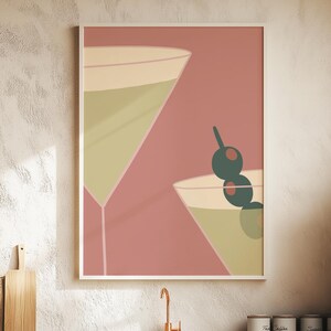 Nahaufnahme Martini Cocktail Kunstdruck - Pink | Wall Art, Ästhetische Dekoration, Galeriewand, Home Inspo