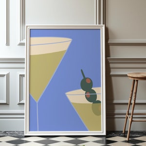 Nahaufnahme Martini Cocktail Kunstdruck - Blau