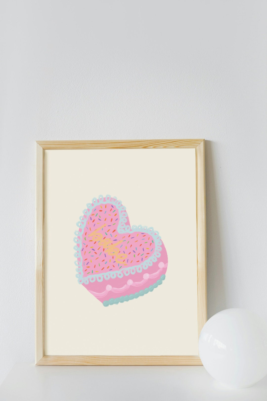 Babe Cake Art Print | Trendy Vintage Cake Colorful Home Decor, Food ...
