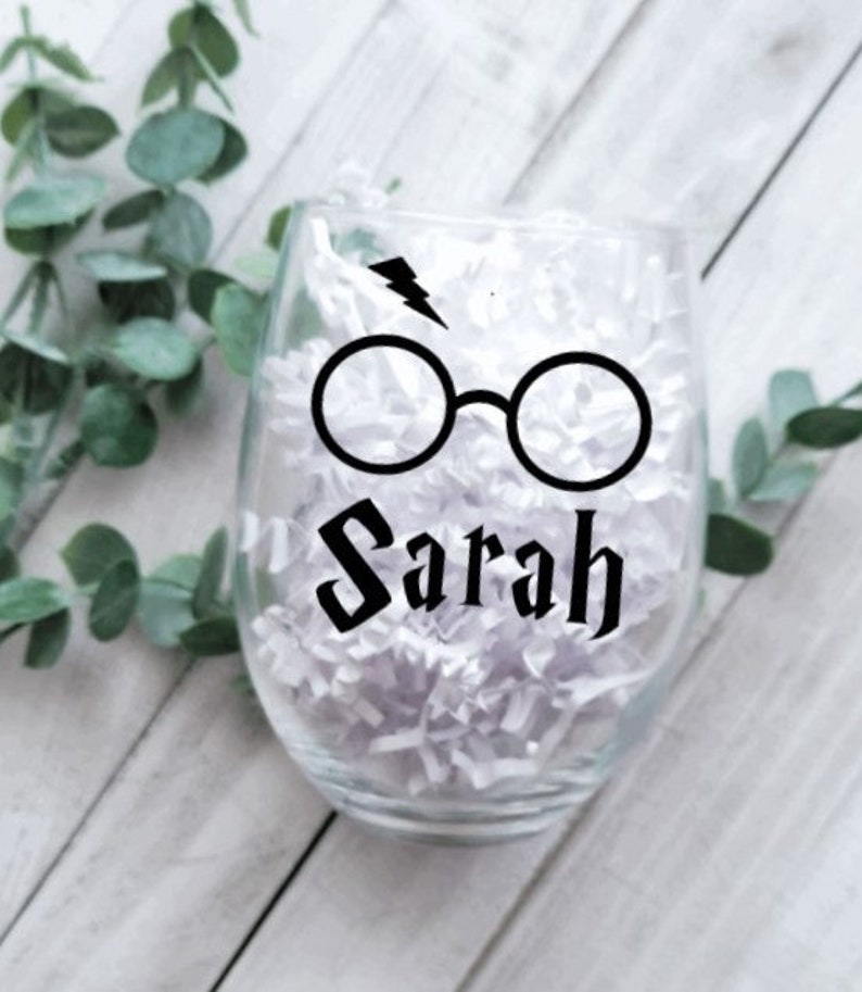 Personalized Gift for Her Bridesmaid Gift Harry Potter Wine Glass Gift for Wine Lover Custom Name Gift for Harry Potter Lover