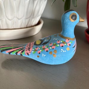 Mexican Pottery Tonala Hand Painted Bird