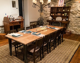 Maple Farmhouse Table, Custom Maple Hardwood Table, Farm Table with Tapered Legs, Large Dining Room Table, Kitchen Table, Hardwood Table