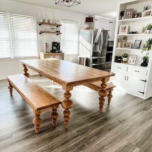 Custom Balled Turned Leg Table, Chunky Balled Farmhouse Table, Large Modern Table, Custom Dining Table, Bulb Leg Table, Modern Farm Table