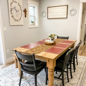 Maple Farmhouse Table, Custom Maple Hardwood Table, Farm Table with Turned Legs, Large Dining Room Table, Kitchen Table, Hardwood Table