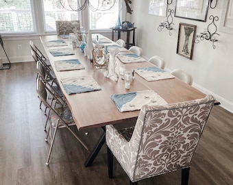 Extra Large Black Walnut Dining Table, Custom Walnut Farmhouse Table, Solid Walnut Table, Black Walnut Live Edge Table with Metal Legs