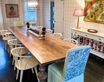 Custom Massive Modern Table, Chunky Balled Farmhouse Table, Turned Leg Table, Custom Dining Table, Bulb Leg Table, Modern Farmhouse Table