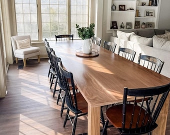 Walnut Farmhouse Dining Table, Large Black Walnut Farmhouse Table, Walnut Table, Black Walnut Table, Hardwood Kitchen Table - All Sizes!