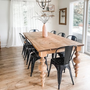 Large Turned Leg Table, Chunky Balled Farmhouse Table, Massive Modern Table, Custom Dining Table, Bulb Leg Table, Modern Farmhouse Table