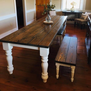 Large Farmhouse Table, Rustic Farm Table, Farmhouse Dining Table, Farm Kitchen Table, Custom Farmhouse Table, Spindle Leg Table - All Sizes!