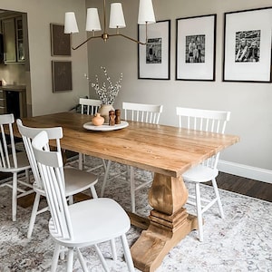 Pedestal Farmhouse Table, Double Pedestal Farm Table, Natural Wood Table, Baluster Trestle Table, Dining Table, Kitchen Table - All Sizes!