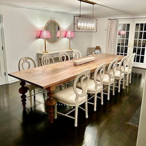 Chunky Balled Farmhouse Table, Large Turned Leg Table, Large Wood Modern Table, Custom Dining Table, Bulb Leg Table, Modern Farmhouse Table