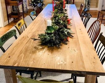 Custom Natural Farmhouse Table, Long Farm Table, Large Farm Table, Custom Table, Wood Table, Barn Table, Distress Farm Table, Kitchen Table