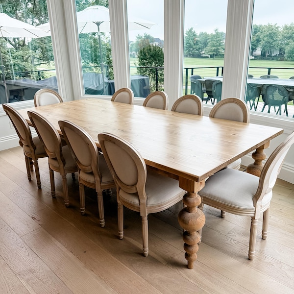 Large Custom Table, Chunky Balled Table, Modern Table, Custom Dining Table, Bulb Leg Table, Modern Farmhouse Table, Custom Kitchen Table