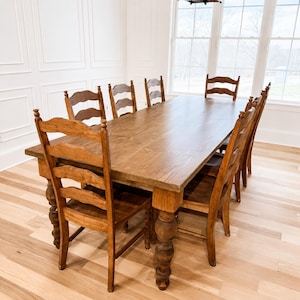 Custom Farmhouse Wood Dining Table, Chunky Leg Table, Modern Farmhouse Style Table - All Sizes & Colors