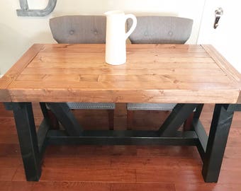 Rustic Modern Table, Chunky Farmhouse Table, Harvest Table, Farm Table, Farmhouse Table, Rustic Kitchen Table - All Sizes and Stains