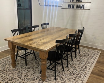 Extra Large Farmhouse Table, Long Farm Table, Custom Wood Table, Rustic Farmhouse Table, Kitchen Table, Barn Table, Turned Leg Table
