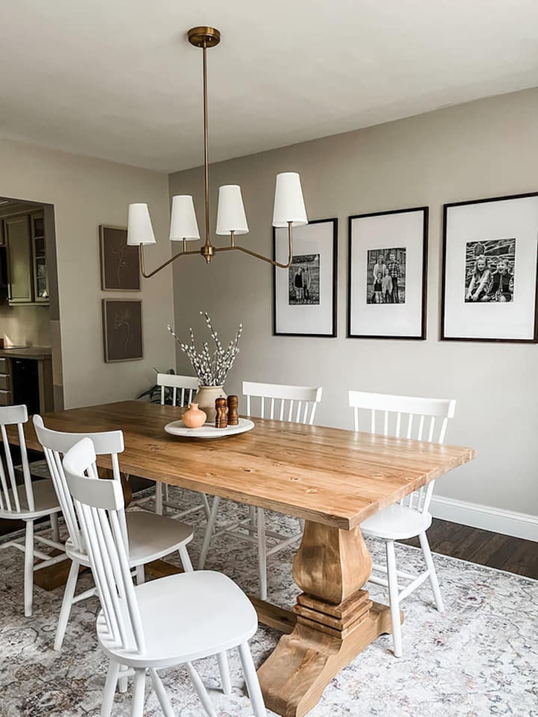 Pedestal Farmhouse Table, Double Pedestal Farm Table, Natural Wood ...