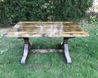 Custom Farm Table, Rustic Farmhouse Table, Kitchen Farm Table, Rustic Dining Room Table, Dark Table, Barn Table, Indoor/Outdoor Farm Table