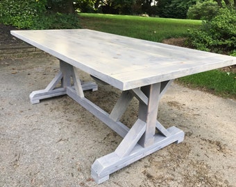 Rustic Farmhouse Table, Farm Table, Pedestal Farm Table, Rustic Kitchen Table, Wood Dining Table, Custom Farm Table - All Sizes + Stains