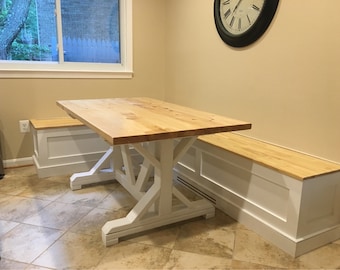 Rustic Modern Farm Table, Farmhouse Table, Trestle Table, White Chic Farm Table, Kitchen Table, Dining Table, Wooden Table, Custom Table