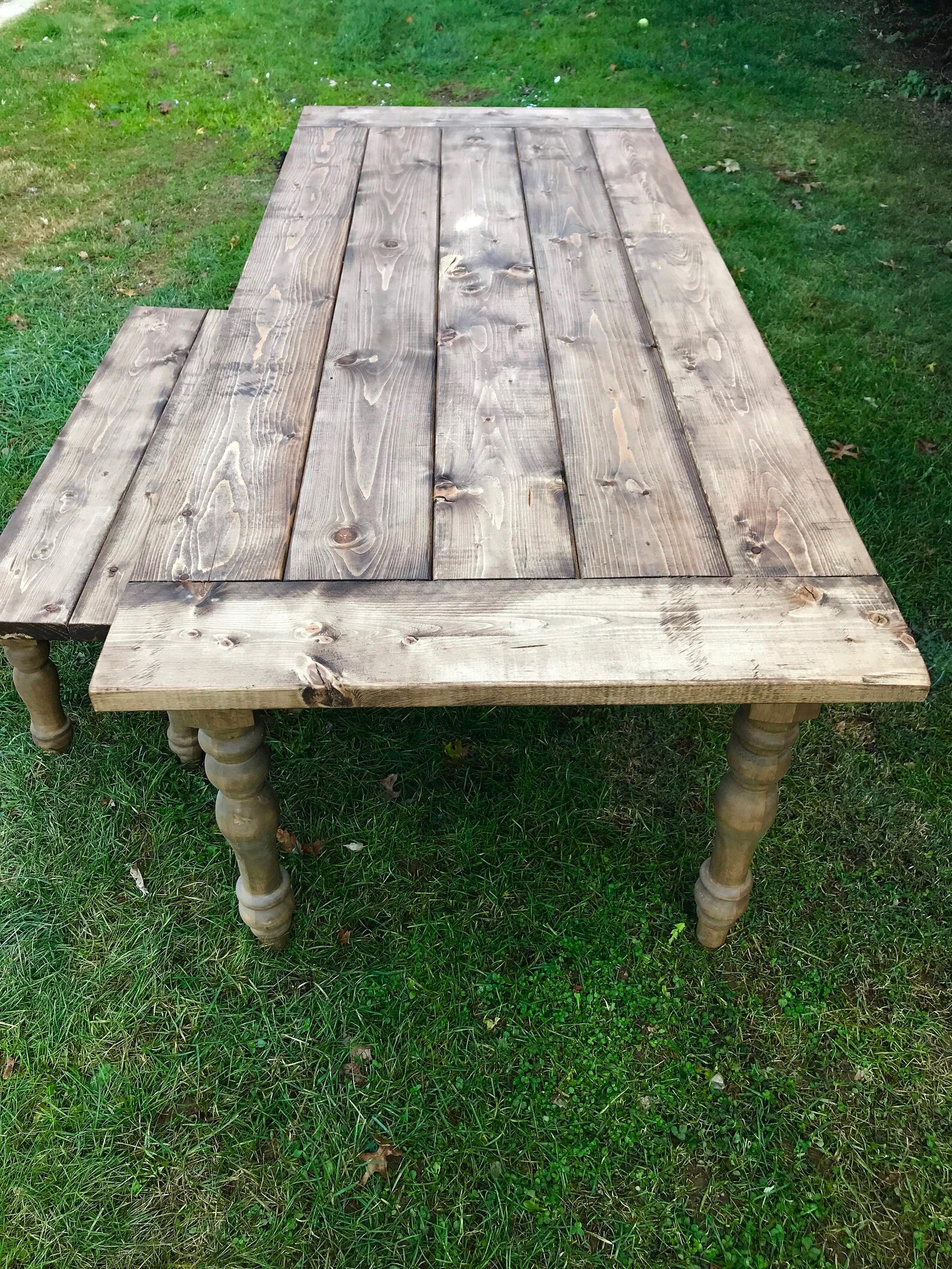 Rustic Farm Table, Chunky Leg Farm Table, Turned Legs Farm Table