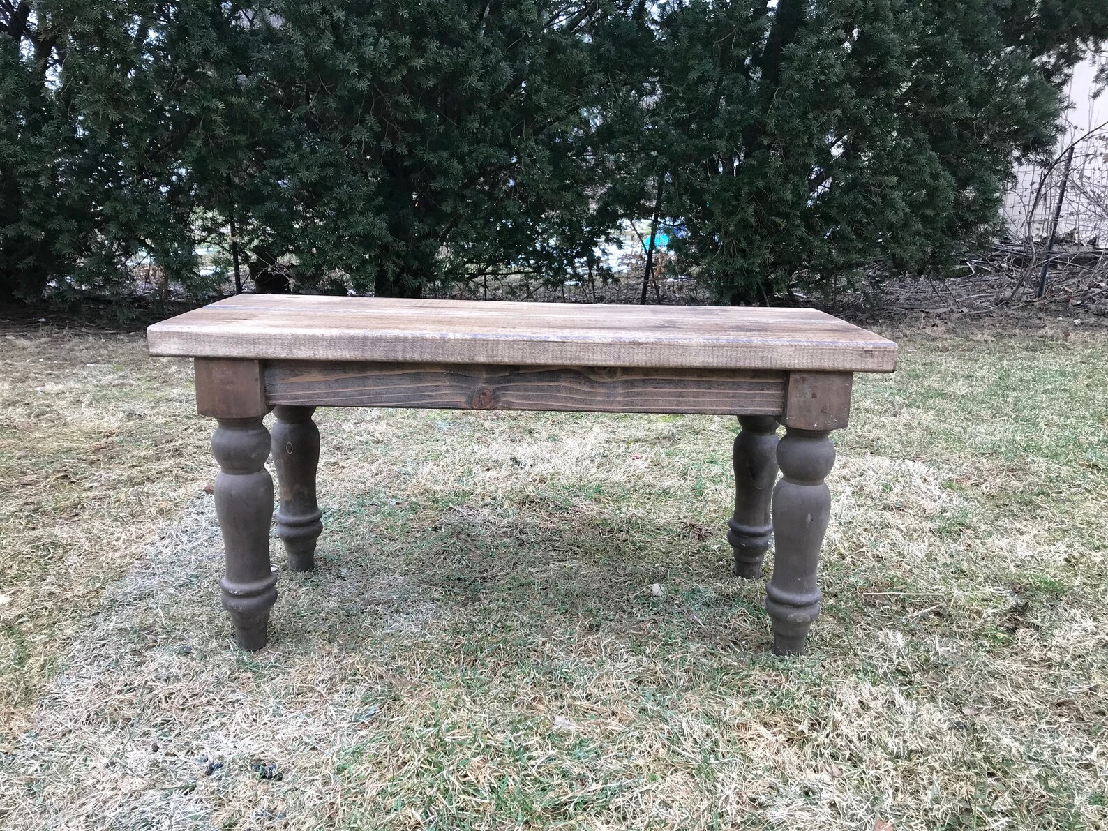 Custom Farmhouse Bench, Rustic Bench, Farm Table Bench, Turned Legged ...