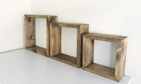 Rustic Box Shelves Set Of 3 Floating Image 0