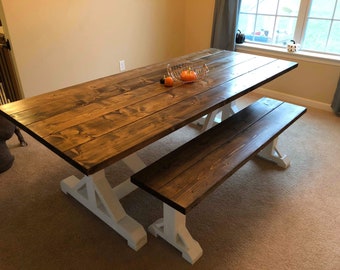 Custom Farmhouse Table, Rustic Wood Table, Large Farm Table, Long Farmhouse Dining Table, Farm Kitchen, Modern Farm Table - All Sizes!