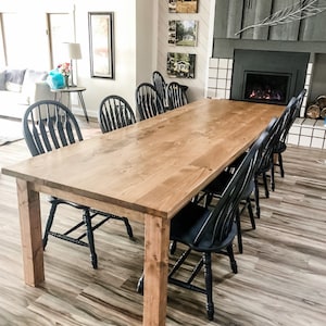 Parsons Table, Natural Wood Table, Large Farmhouse Table, Rustic Farm Table, Farmhouse Dining Table, Squared Legs Farm Table, Kitchen Table