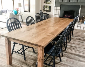 Parsons Table, Natural Wood Table, Large Farmhouse Table, Rustic Farm Table, Farmhouse Dining Table, Squared Legs Farm Table, Kitchen Table