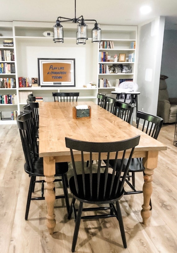 Natural wood farmhouse sales table