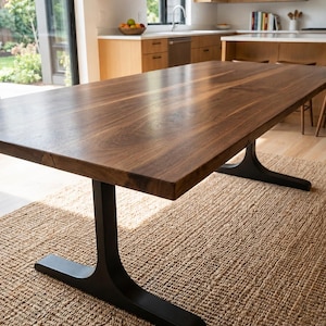 Walnut Dining Table | Black Walnut with Metal Legs | Modern Minimalist Dining Table | Handmade Wood Table | Custom Sizes