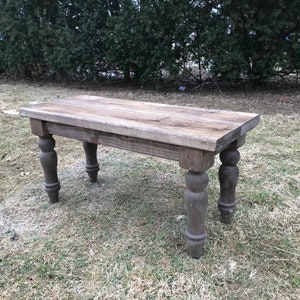 Custom Farmhouse Bench, Rustic Bench, Farm Table Bench, Turned Legged Bench, Modern Wooden Bench, Dining Table Bench, Kitchen Table Bench