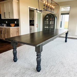 Custom Dining Table, Modern Farmhouse Table, Handmade Wood Table, Black Dining Table, Chunky Leg Table, Modern Farmhouse Table