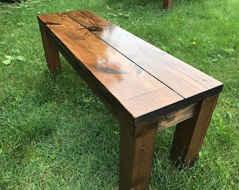 Handmade Rustic Farmhouse Bench, Solid Pine Wood Dining Bench
