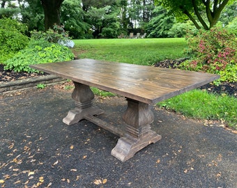 Trestle Farmhouse Table, Rustic Farm Table, Farmhouse Dining Table, Belluga Farmhouse Table, Natural Wood Table, Pedestal Table - All Sizes!