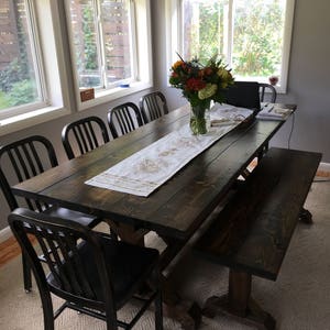 Rustic Farm Table, Farmhouse Table, Large Farm Table, Dark Farm Table, Rustic Wood Farm Table, Barn Table, Dining Room Table, Kitchen Table